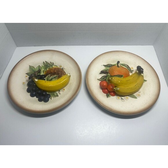 Napcoware National Potteries Corporation 1960’s 3D Decorative Plates Set Of 2 - Picture 1 of 7